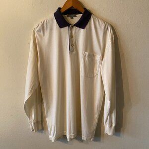 VASTO LARGE (SIZE 50) CREAM LONG SLEEVES WITH DARK BLUE COLLAR / NEW WITHOUT TAG
